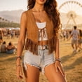 thumbnail image 5 of cocolona Boho Vest for Women Suede Fringe Sleeveless V Neck Jacket Casual Vacation Trendy Outfits, 5 of 5