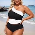 thumbnail image 2 of DFEK Plus Size One Piece Swimsuit for Women Tummy Control Bathing Suits One Shoulder Swimwear High Waisted Swimsuit Full Coverage Adjustable Strap Summer Bathing Suit OTHER XL, 2 of 4