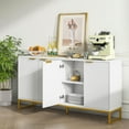 thumbnail image 5 of Fiogmub White Fluted Cabinet, Modern Sideboard Buffets Cabinet with 4 Fluted Door, Accent Cabinet with Adjustable Shelves, Credenza Storage Cabine, Console Table, 5 of 7