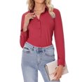 thumbnail image 1 of Camisa con botones Siliteelon para mujer de manga larga, color rojo, 1 of 9
