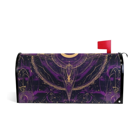 Mailbox Covers Magnetic Large Size 25.4x20.78in Mailbox Wraps Post for Garden Yard Decor Purple Mystical Pattern