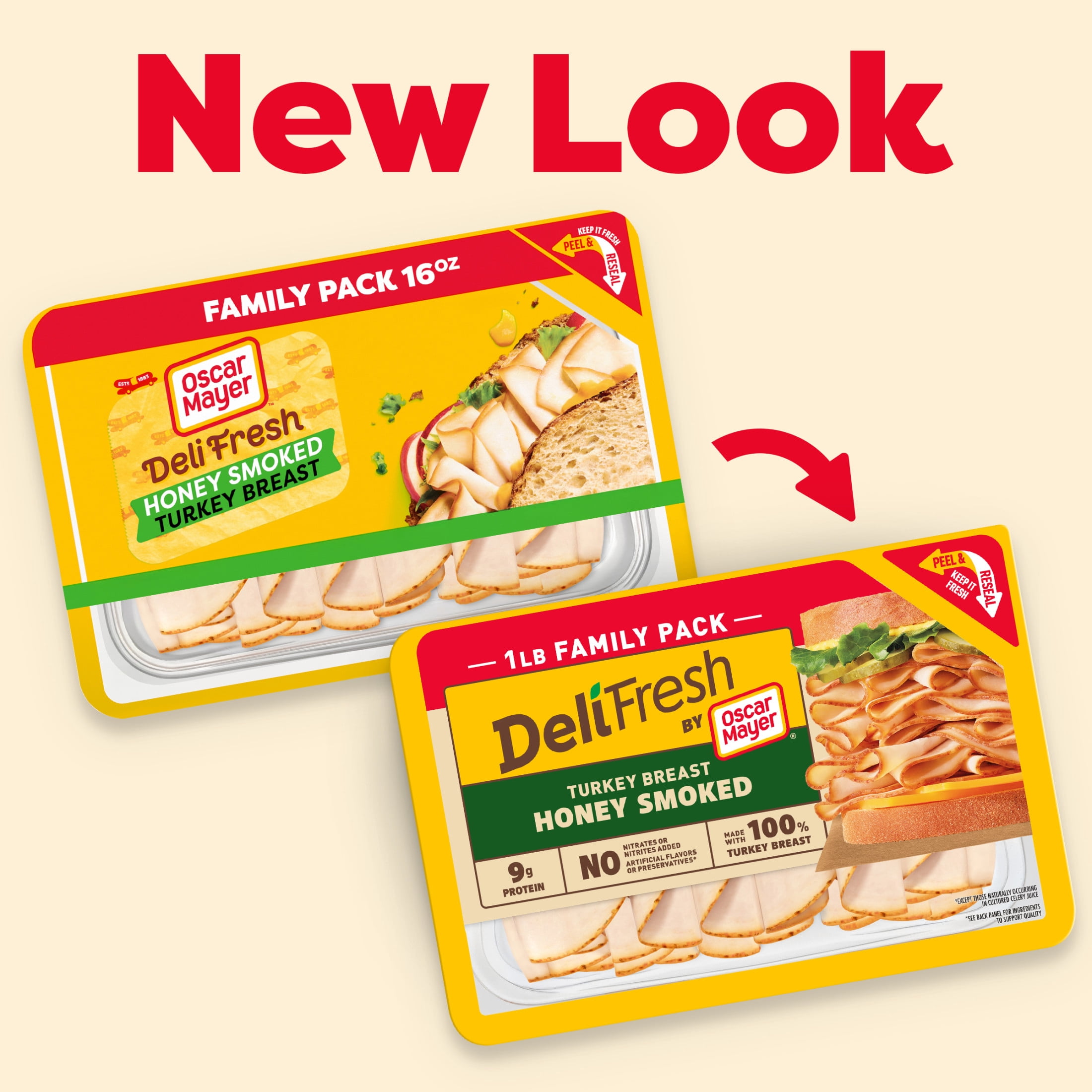 Oscar Mayer Deli Fresh Honey Smoked Turkey Breast Sliced Deli Meat, for Sandwiches and Easy Lunches, Made With 100% Turkey Breast, No Artificial Preservatives, 16 oz
