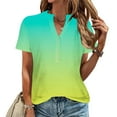 thumbnail image 2 of cfhntfmh Tops for Women Trendy V Neck Buttons Short Sleeve Baggy Basic Blouses Fashion Print Casual Summer Tunic Shirts, 2 of 5