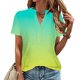 thumbnail image 2 of Camisetas de Verano para Mujeres Casual Camiseta con Cuello en V Botón Arriba Suelto, Camisetas de Mujer Casual para Primavera Verano, 2 of 5