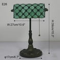 thumbnail image 2 of FSLiving Tiffany Style Table Lamp with 10.6（in） Green Glass LampShade Vintage Style Pull Chain Switch Banker Desk Light E26 Antique Table Light for Decor Bookcase Dresser Coffee, 2 of 5
