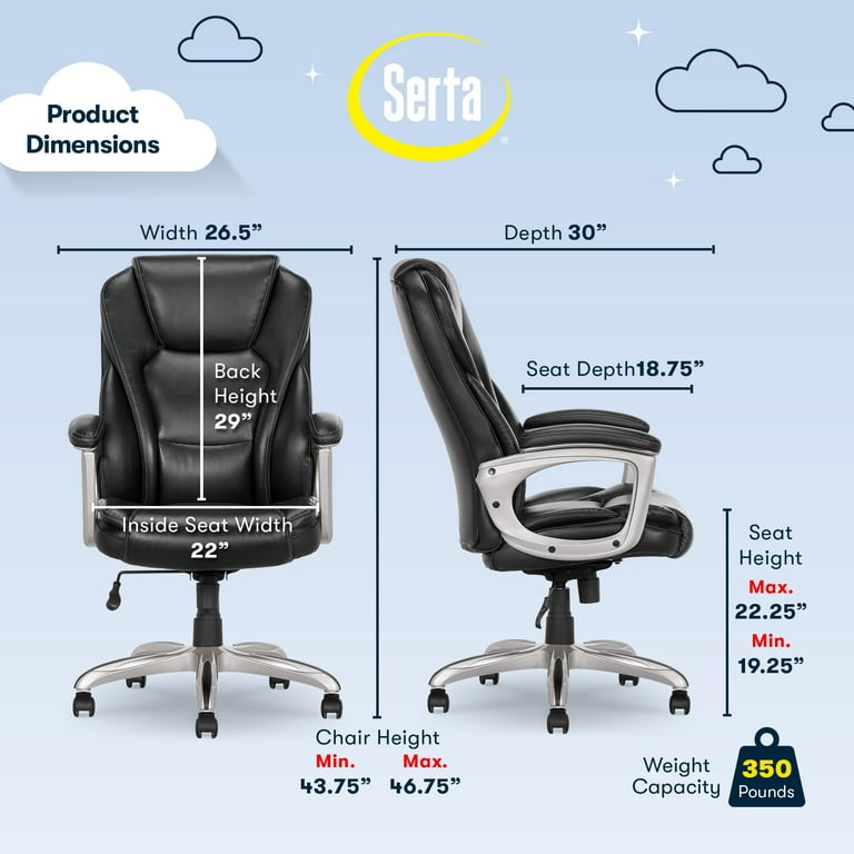 Serta Heavy-Duty Bonded Leather Commercial Office Chair with