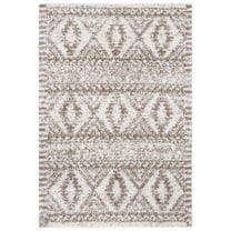 SAFAVIEH Jericho Lalia Aztec Polyester Shag Area Rug, Taupe/Ivory, 8' x 10'