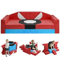 COCLUB Large Modular Kids Play Couch, Kids Couch for Playroom, Toddler Sofa for Game Room, Classroom, Bedroom Furniture (Blue & Red)