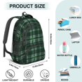 thumbnail image 5 of Green and Black Checkered Pattern Backpack for School, Cute School Bag with Adjustable Shoulder Straps and Padded Back, 16.9"x12.6"x5.9", 5 of 5