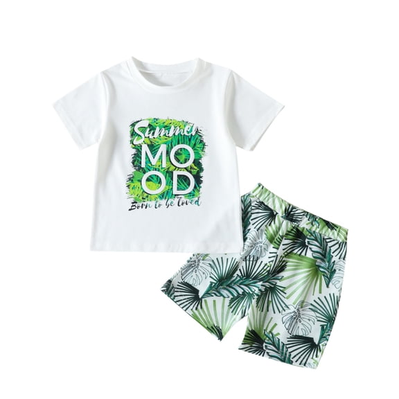 EnJoCho Baby Summer Clothes Toddler Boys Girls Short Sleeve Letter T Shirt Tops Floral Prints Shorts Outfits Little Boy School Casual Set 2-3 Years