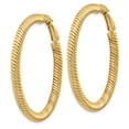 thumbnail image 2 of Primal Gold 14 Karat Yellow Gold 4x35mm Twisted Round Omega Back Hoop Earrings, 2 of 4