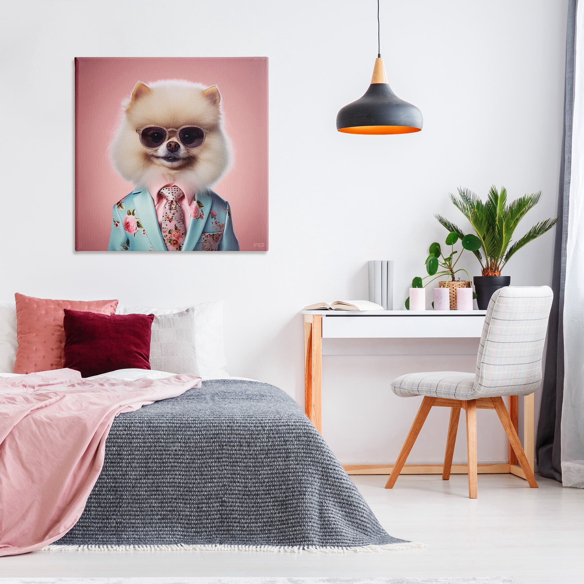 Stupell Industries Dog in Chic Suit Animals & Insects Painting Gallery Wrapped Canvas Art Print Wall Art, 36 x 36