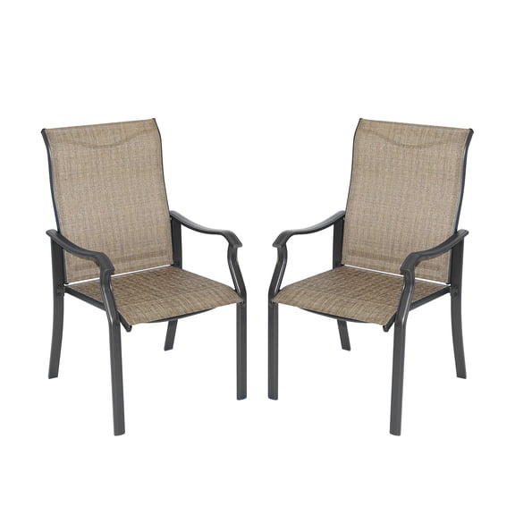 Outdoor Dining Chairs Set of 2, High Back Textilene Chairs with Armrest for Indoor Outdoor Use, Iron Frame Patio Furniture Chairs, Rustproof, Patio Chairs for Lawn,Garden