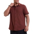 thumbnail image 6 of Chiccall Men's Casual Button Down Shirts Short Sleeve Knitted Texture Summer Beach Shirt with Pocket, 6 of 7