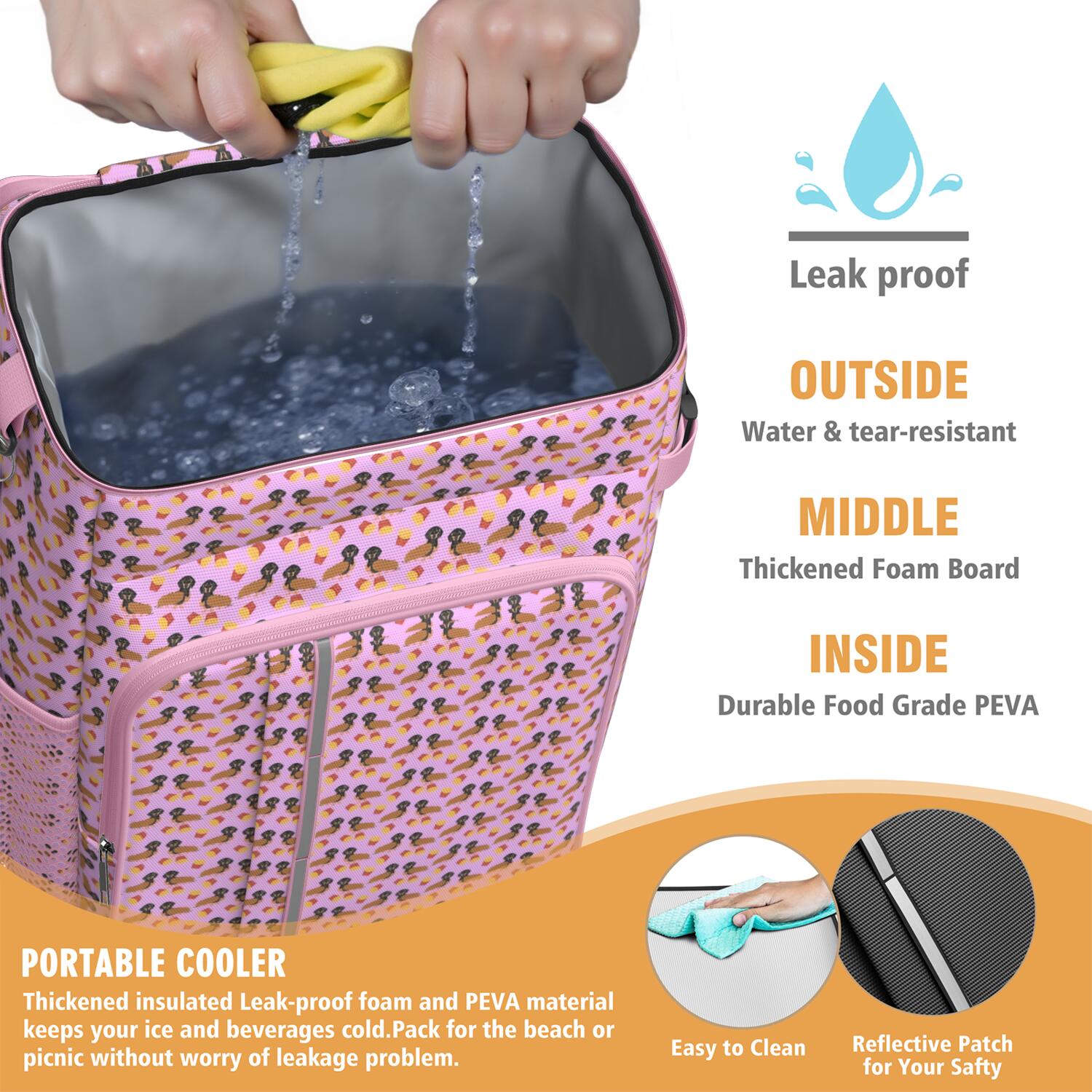 Travel Cooler Bag - Pink Dachshund Chips Camping Beer Cooler Backpack with Bottle Opener- Waterproof Insulated Picnic Backpacks - Cooler Bag for Beach