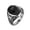 Black Zircon, variant on Unisex Stainless Steel Vintage Classic Royal Coconut Tree Flower Pattern Carved Oval Cut Black Gemstone Signet Ring Silver Size 10