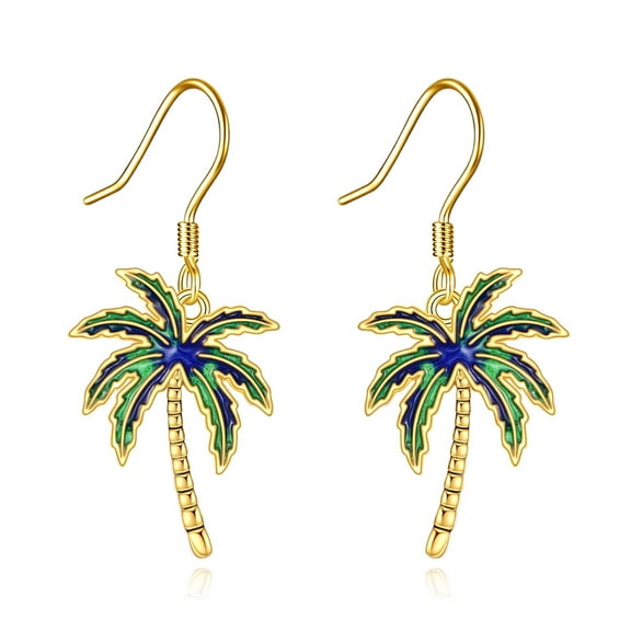 Palm Tree Earrings 925 Sterling Silver Hawaiian Dangle Earrings Coconut Tree Jewelry Gift for Women