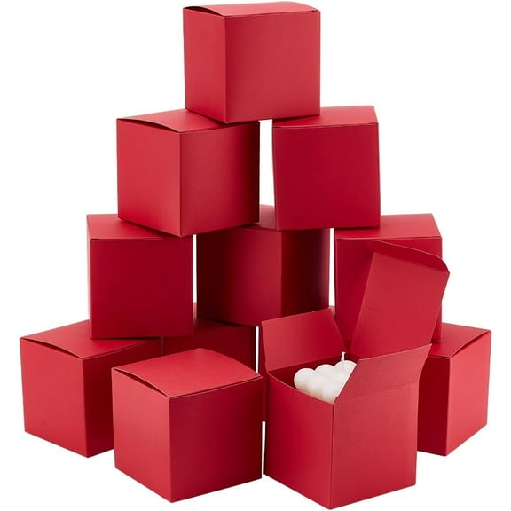 30pcs Red Paper Boxes 3.5 inch Square Gift Packaging Boxes with Lid Jewelry Gift Boxes Square Favor Boxes Small Candy Box for Countdown Valentine Wedding Birthday Party Favor Christmas