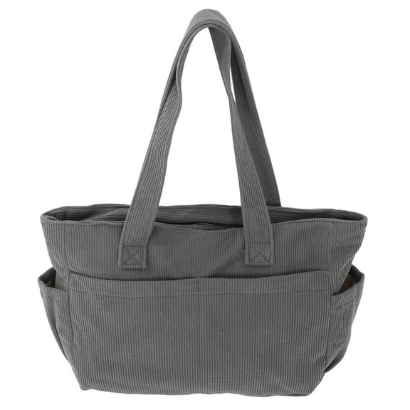 LOLIPPYY Large Canvas Tote Bag in Grey with Multiple Pockets, Shoulder Strap, Crossbody and Handheld Carry Options