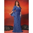thumbnail image 3 of AURA Plus Size Sequin Evening Dress Long Sleeve Mermaid Formal Party Gown 0XL-4XL, 3 of 7