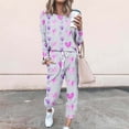 thumbnail image 2 of Riecok Loungewear Sets for Women Plus Size Crewneck Long Sleeve Tops and Pants Cute Print Cozy Soft Loungewear, 2 of 5