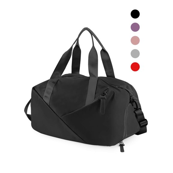 Luxtrada 18" Duffle Gym Bag Travel Overnight Bag, Gym Bag for Women , Shoulder Weekender Bag with Wet Pocket for Women Men (Black)