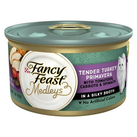 UPC: 0050000574537 | Purina Fancy Feast Medleys Wet Cat Food Turkey Primavera Spinach 3 oz Cans (24 Pack)