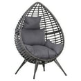 thumbnail image 1 of Outsunny Rattan Chair w/ Soft Cushion Outdoor/Indoor Egg Chair, Grey, 1 of 10