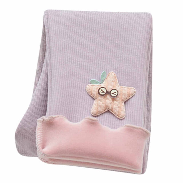 Leggings Para Niños Medias Para Bebés Otoño Invierno Niñas Hongos Lado Bordado Gato Leggings Pantalones Recortados Púrpura Odeerbi LM103-10614