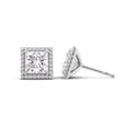 thumbnail image 3 of IGI Certified 4.00 Ct Princess Cut Lab-Grown Diamond Halo Stud Earrings – 14K White Gold | Women's Earrings, 3 of 6