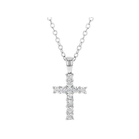 Little Cross - 925 Sterling Silver Small CZ Cross Necklace for Kids Little Girls Young 19