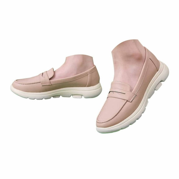 Dakaela Slip on Loafers Womens Leather Casual Walking Shoes Memory Foam Running Tennis Sneakers