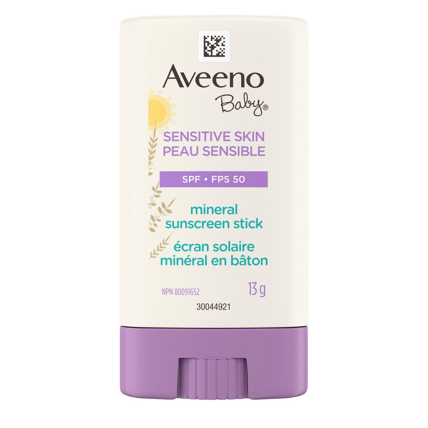 Aveeno Baby Sensitive Skin Mineral Sunscreen Stick SPF 50 with 100% Zinc Oxide, for Face & Body, Sweat- & Water-Resistant Kids Sunscreen Stick, Travel Size, 13 g