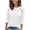 #182-White, variant on Craaazy Spring Tops for Women Casual 3/4 Sleeve Solid Color Crew Neck Button Accent Shirts for Everyday Wear, Weekend Errands