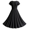 thumbnail image 5 of Women Halloween Gothic Style Long Maxi Dress, Short Sleeve V‑Neck Graphic Print Flowy Dress for Theme Night Party & Get‑Togethers, 5 of 5