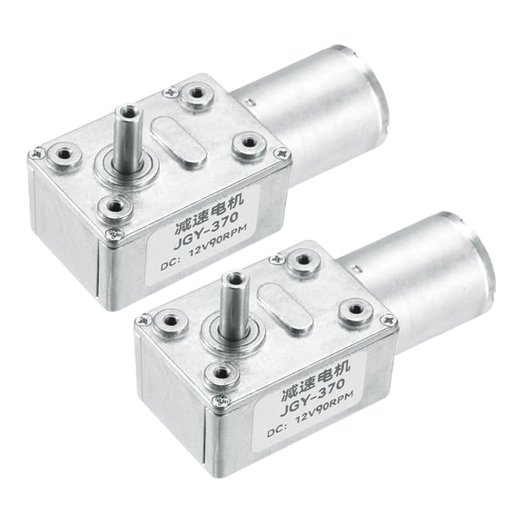 2 Pcs DC 12V 90 RPM Worm Geared Motor 6mm D Shape Shaft High Torque Gear Box