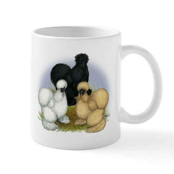 CafePress - Silkie Chicken Trio Mug - 11 oz Ceramic Mug - Novelty Coffee Tea Cup