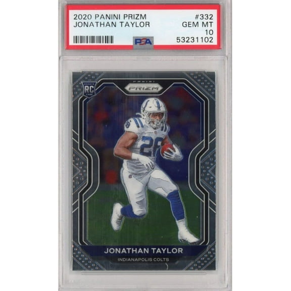 Graded 2020 Panini Prizm Jonathan Taylor #332 Rookie RC Football Card PSA 10 Gem Mint