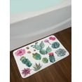 thumbnail image 2 of Nature Bath Mat, Desert Botanical Herbal Cartoon Style Cactus Plant Flower with Spikes Print, Non-Slip Plush Mat Bathroom Kitchen Laundry Room Decor, 29.5 X 17.5 Inches, Green and Pink, Ambesonne, 2 of 2