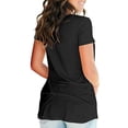 thumbnail image 4 of Nueva camiseta de mujer de moda Color sólido Cuello en V Manga corta Dobladillo redondeado Largo MABOTO Camiseta mujer, 4 of 7