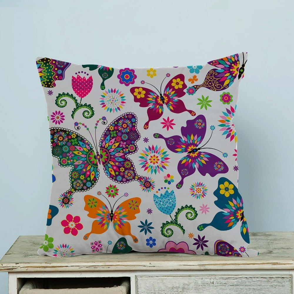 GCKG Beatiful Flying Butterflies Pillow Case Pillow Cover Pillow Protector Two Sides 18 x 18