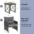 thumbnail image 4 of Costway 3 PCS Patio Rattan Furniture Set Acacia Wood Coffee Table & 2 Chairs Backyard Gray Cushion, 4 of 9