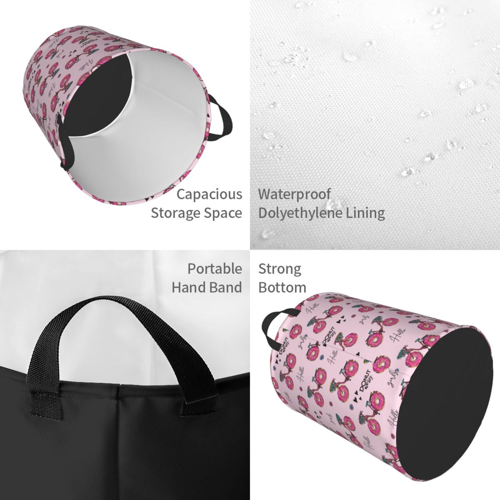 Large Laundry Basket with Handles - Bike with Donut Wheels Kids Baby Dirty Clothes Laundry Hamper for Bedroom Aesthetic