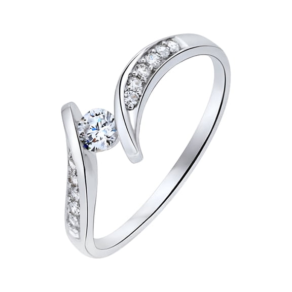 DESIGNICE Gold Rings for Women Diamond Ring Engagement Rings Statement Rings for Women Gold Plated Rings for Women Silver Wedding Band Women (Silver, 7)