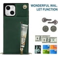 thumbnail image 6 of Crossbody Wallet Case for iPhone 15, PU Leather Zipper Handbag Purse Flip Cover with Kickstand Case for iPhone 15 ZP Green, 6 of 18