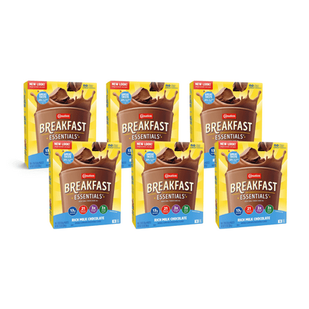 Carnation Breakfast Essentials Powder Drink Mix, Rich Milk Chocolate, 10 Count Box of 1.26 Ounce Packets (Pack of 6)
