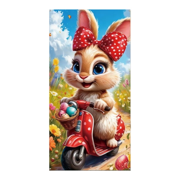 Decoraciones de Pascua para Casa Cubierta de Puerta Al Aire Libre 180x90cm Puerta de Poliéster Colgando para Decoraciones de Fiesta de Pascua
