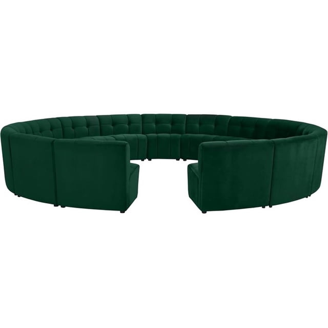 Meridian Furniture Limitless Green Velvet Modular 15 Piece Sectional