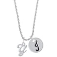 thumbnail image 1 of Delight Jewelry Silvertone Small Gelato Script Initial - Y - Silvertone Script Initial Disc - J - Charm Necklace, 20"+3", 1 of 4