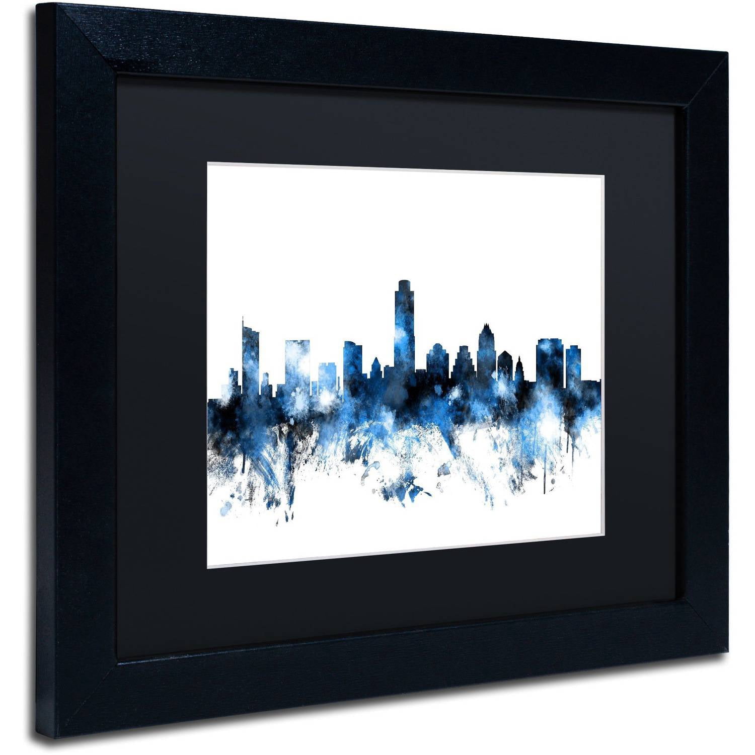 Trademark Fine Art 'Austin Texas Skyline II' Canvas Art by Michael Tompsett, Black Matte, Black Frame
